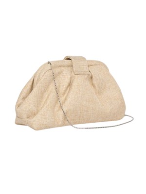 Clutch Bakios Twenty Fourhaitch in rafia oro fibbia gioiello in DONNA