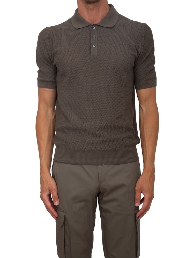 Polo marrone Aiace Galassi in maglia verde