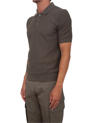 Polo marrone Aiace Galassi in maglia verde in UOMO