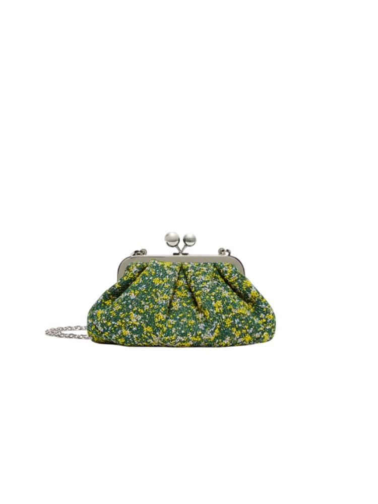 Borsa Pasticcino Accenni in tessuto bouclÉ multicolor verde