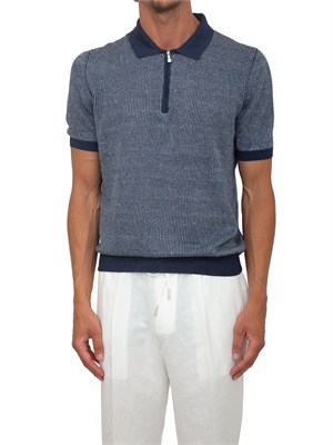 Polo zip Gran Sasso uomo in maglia blu millerighe in UOMO