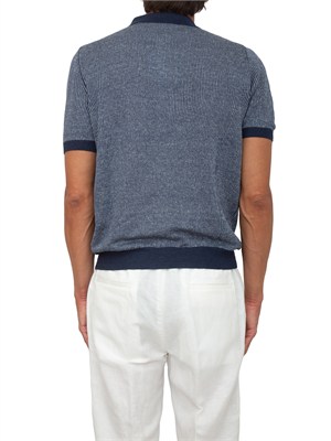 Polo zip Gran Sasso uomo in maglia blu millerighe in UOMO