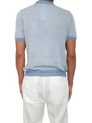 Polo zip Gran Sasso uomo in maglia azzurra millerighe in UOMO