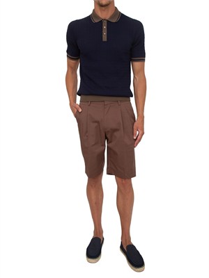 Polo maglia Gran Sasso uomo in cotone blu profili marroni in UOMO