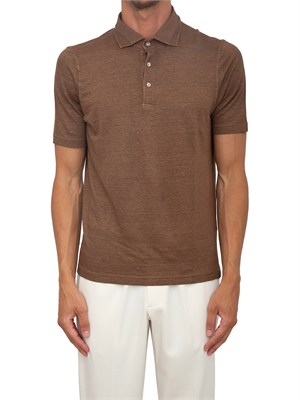 Polo maglia Gran Sasso uomo in lino marrone in UOMO