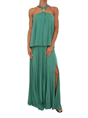 Top smanicato Meluana Kocca in tessuto verde in DONNA