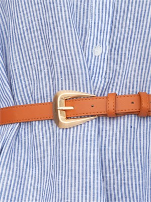 Abito camicia Drew Kocca misto cotone lino a righe azzurre in DONNA