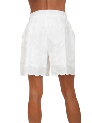 Shorts Michelina Kocca cotone bianco ricami ton sur ton in DONNA