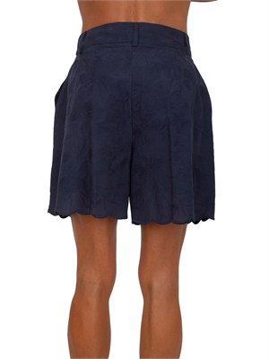 Shorts Michelina Kocca cotone blu ricami ton sur ton in DONNA