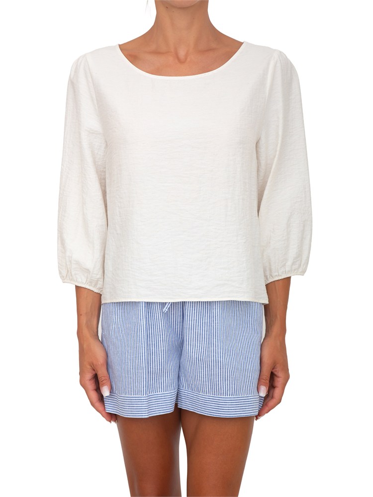 Blusa Cleandro Kocca misto lino bianca