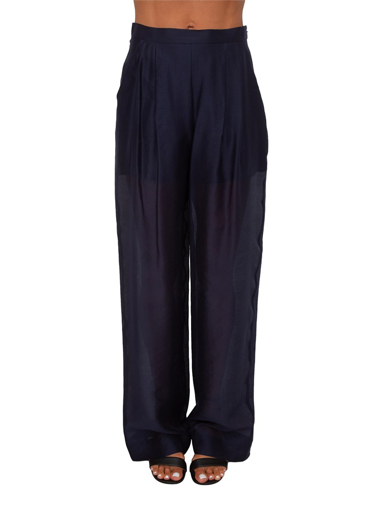 Pantaloni Micheline Kocca in tessuto fluido blu