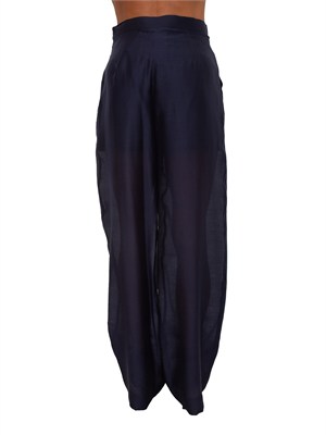 Pantaloni Micheline Kocca in tessuto fluido blu in DONNA