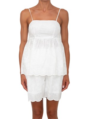 Top Mirto Kocca in cotone bianco e ricami ton sur ton in DONNA