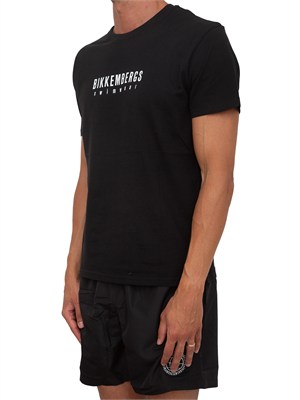 T-shirt nera Bikkembergs Swimwear uomo in cotone in UOMO