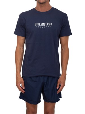 T-shirt blu Bikkembergs Swimwear uomo in cotone in UOMO