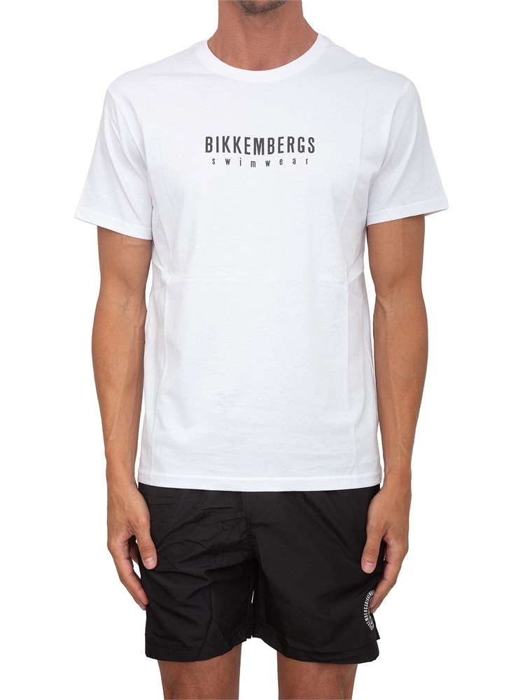 T-shirt bianca Bikkembergs Swimwear uomo in cotone