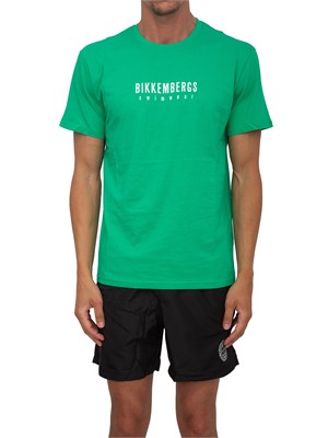T-shirt verde Bikkembergs Swimwear uomo in cotone in UOMO