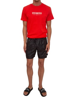 T-shirt rossa Bikkembergs Swimwear uomo in cotone in UOMO
