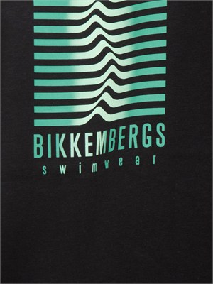 T-shirt nera Bikkembergs Swimwear uomo cotone in UOMO
