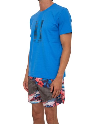 T-shirt Bikkembergs Swimwear uomo cotone blu in UOMO