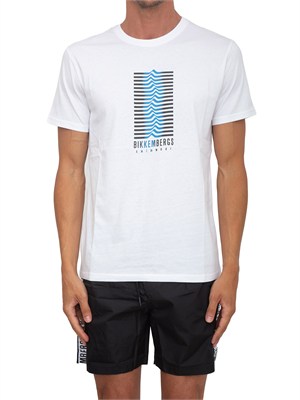 T-shirt bianca Bikkembergs Swimwear uomo cotone in UOMO