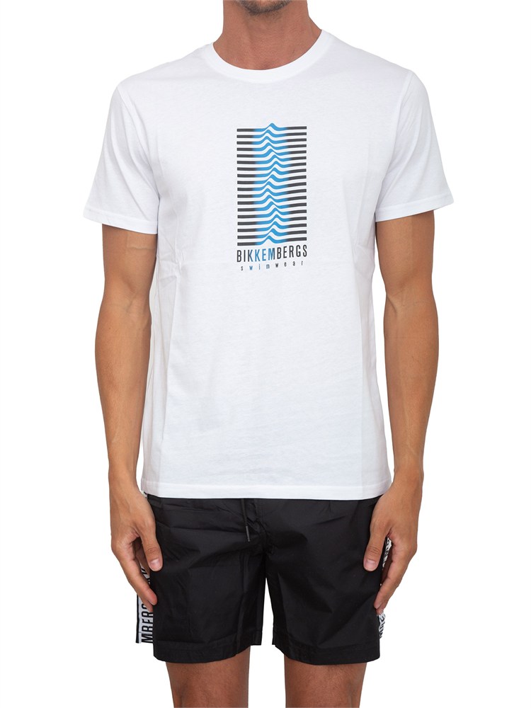 T-shirt bianca Bikkembergs Swimwear uomo cotone