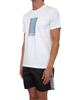 T-shirt bianca Bikkembergs Swimwear uomo cotone in UOMO