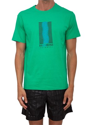 T-shirt verde Bikkembergs Swimwear uomo cotone in UOMO
