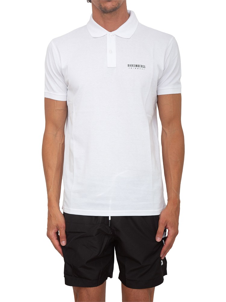 Polo bianca Bikkembergs Swimwear uomo in cotone