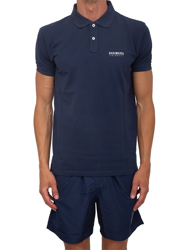 Polo blu  Bikkembergs Swimwear uomo in cotone