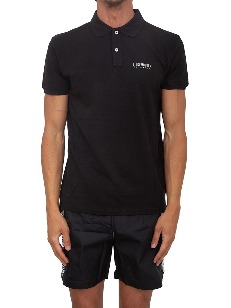 Polo nera Bikkembergs Swimwear uomo in cotone