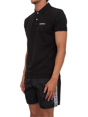 Polo nera Bikkembergs Swimwear uomo in cotone in UOMO