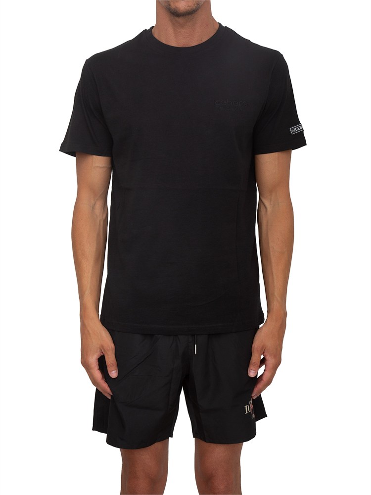 T-shirt nera Iceberg Beachwear uomo con logo