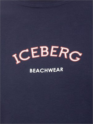 T-shirt blu Iceberg beachwear uomo con stampa logo in UOMO