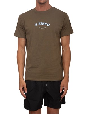 T-shirt verde Iceberg beachwear uomo con stampa logo in UOMO