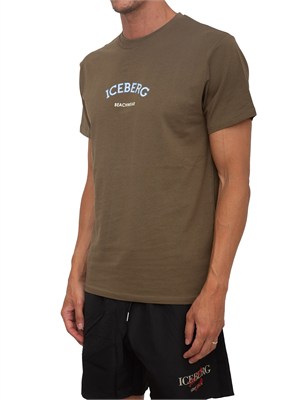 T-shirt verde Iceberg beachwear uomo con stampa logo in UOMO
