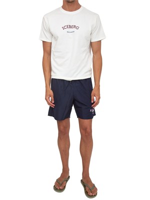 T-shirt crema Iceberg beachwear uomo con stampa logo in UOMO