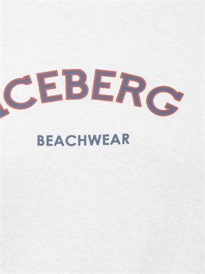 T-shirt crema Iceberg beachwear uomo con stampa logo in UOMO