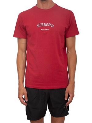 T-shirt rossa Iceberg beachwear uomo con stampa logo in UOMO