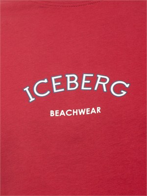 T-shirt rossa Iceberg beachwear uomo con stampa logo in UOMO
