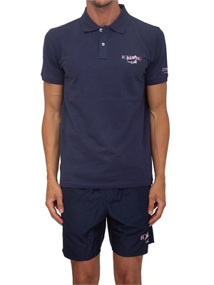 Polo blu Iceberg Beachwear uomo in cotone con logo in UOMO