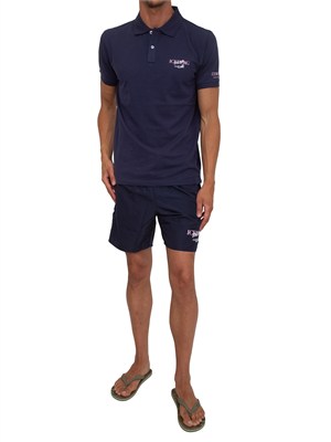 Polo blu Iceberg Beachwear uomo in cotone con logo in UOMO