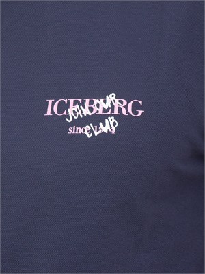 Polo blu Iceberg Beachwear uomo in cotone con logo in UOMO