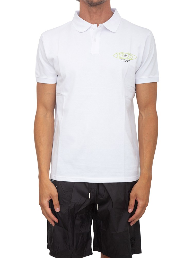 Polo Plein Sport Swim in piquet di cotone bianco