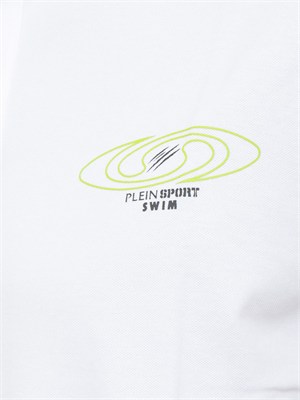 Polo Plein Sport Swim in piquet di cotone bianco in UOMO