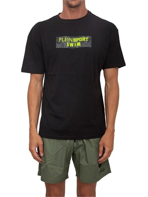 T-shirt uomo Plein Sport Swim in cotone nero con logo in UOMO