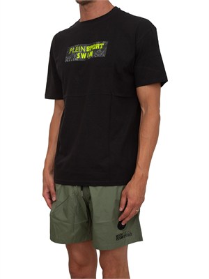 T-shirt uomo Plein Sport Swim in cotone nero con logo in UOMO
