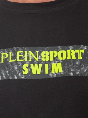 T-shirt uomo Plein Sport Swim in cotone nero con logo in UOMO