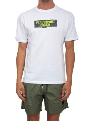 T-shirt uomo Plein Sport Swim in cotone bianco con logo in UOMO