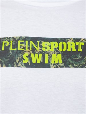 T-shirt uomo Plein Sport Swim in cotone bianco con logo in UOMO